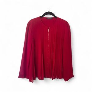 Zara Vibrant Red Pleated Blouse
